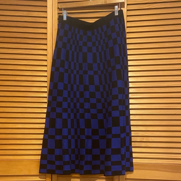 Kahlana Barfield Brown Dresses & Skirts - Stylish Knit Royal Blue and Black (irregular) Checkered Skirt L/XL